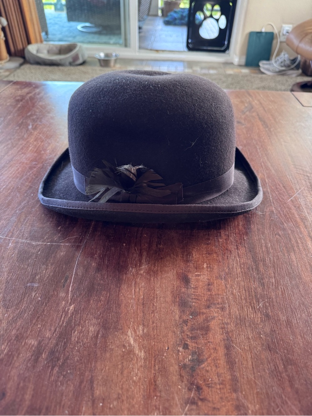Scala Brown 100% Wool Derby Hat with Cream Satin Lining Size XL